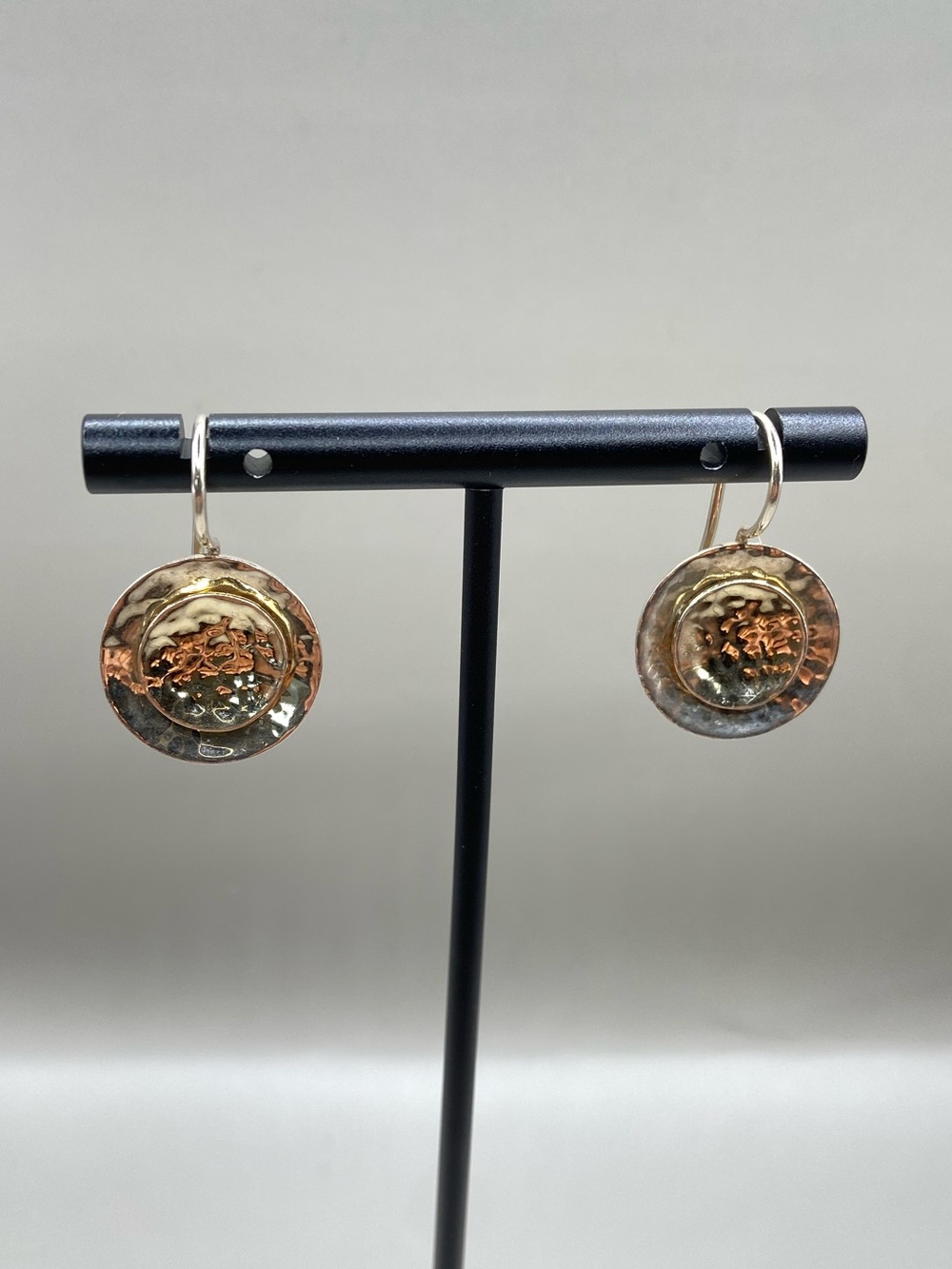 Silpada Hammered Silver and Gold Earrings